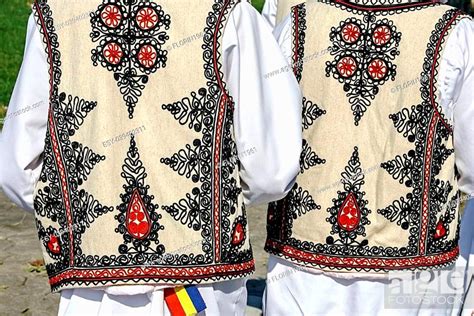 Two People With Old Traditional Romanian Folk Costume Specific Banat