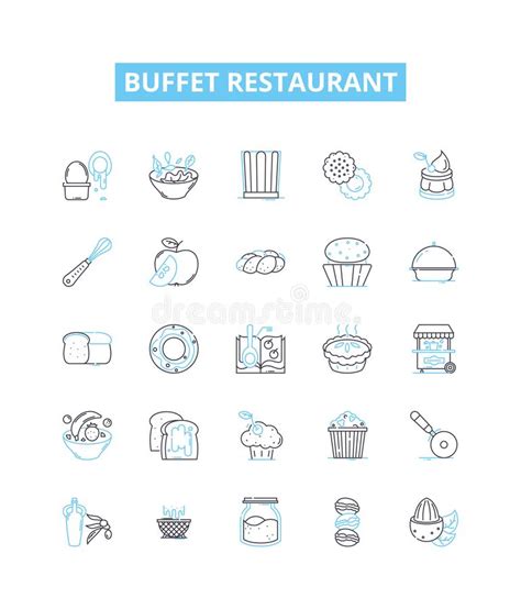 Buffet Restaurant Vector Line Icons Set Buffet Restaurant Food