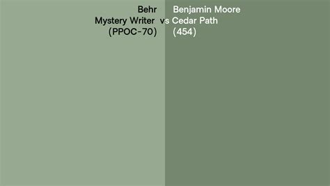 Behr Mystery Writer Ppoc 70 Vs Benjamin Moore Cedar Path 454 Side