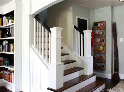 This was an affordable way to upgrade the stair. Remodelaholic | Entry and Staircase Makeover Reveal
