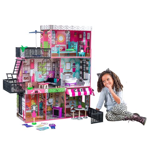 Big Doll House With Furniture Brooklyn Loft Girls Toy Play Wood Sturdy