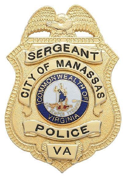 Us State Of Virginia City Of Manassas Police Department Bagde Custom