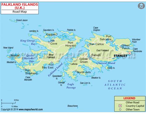 Buy Printed Falkland Island Road Map