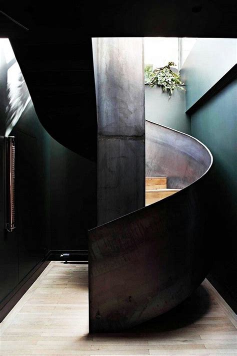 The program automatically adapts the height of staircases to the story height. Hot rolled steel spiral staircase | Modern barn house ...