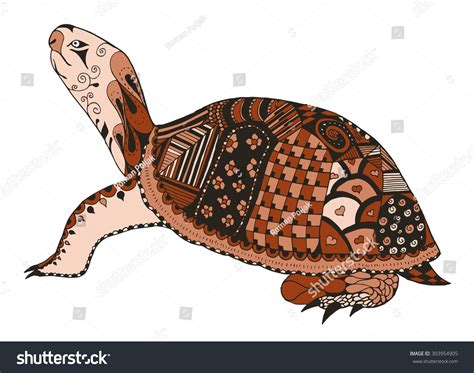 Turtle Zentangle Stylized Vector Illustration Freehand Pencil