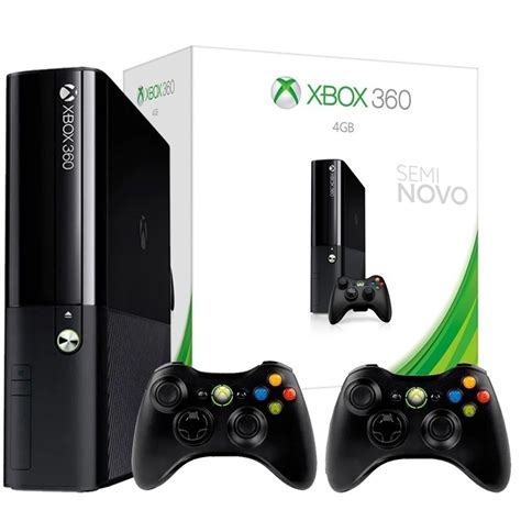 Console Microsoft Xbox 360 Super Slim Com 2 Controles Com Fio