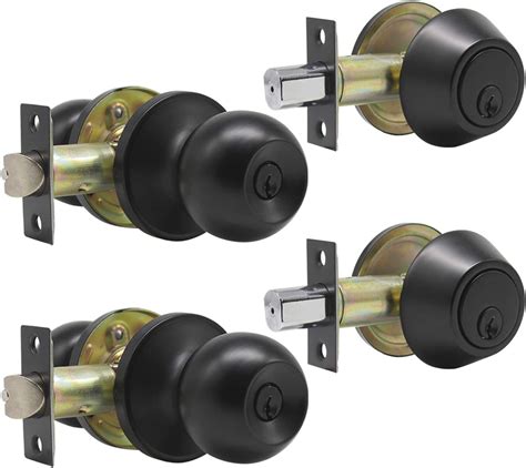 Gobekor 2 Sets Keyed Alike Front Door Entry Knob Lockset And Double