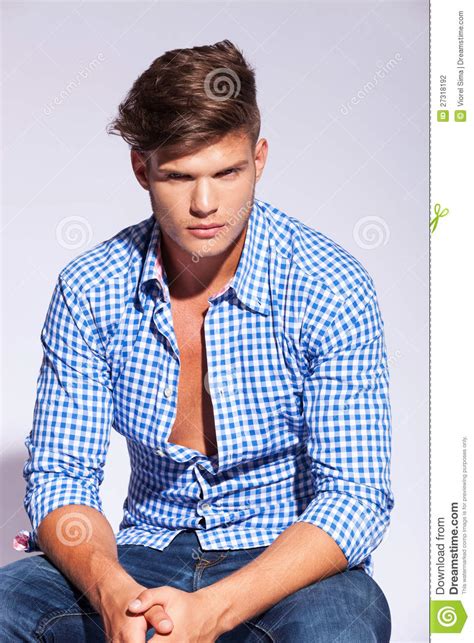 High Fashion Male Model Sitting Stock Photography Image