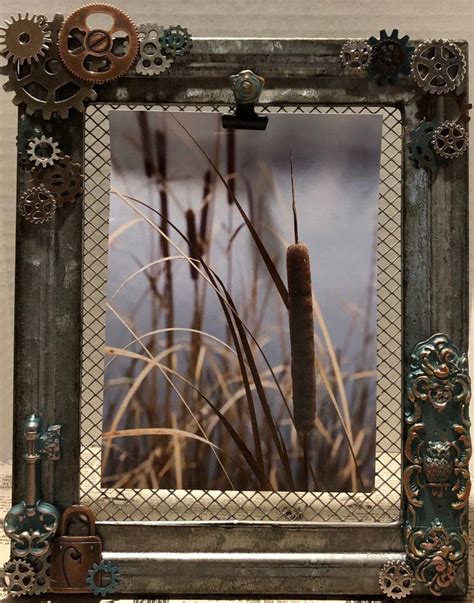 Industrial Steampunk Embellished Galvanized Metal Picture Etsy