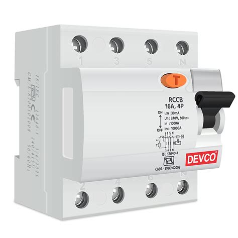 Devco Rccb 4 Pole 16 Amp30ma 240 V Residual Current Circuit Breaker