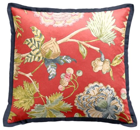 Striped & plaid blue pillows. Red & Blue Floral Throw Pillow - Traditional - Decorative ...
