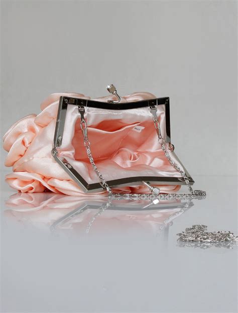 Satin Flower Design Clutch Evening Bag Available In 6 Colors Detachable