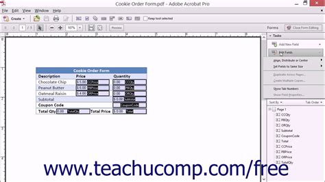 Setting Form Field Tab Order Adobe Acrobat XI Training Tutorial Course YouTube