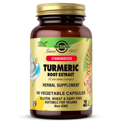 Standardized Turmeric Root Extract Vegetable Capsules General Health