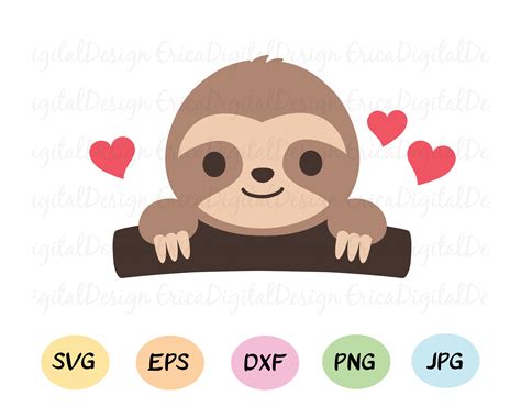 Baby Sloth Svg Cute Sloth Face Layered Cutting File Funny Etsy Israel