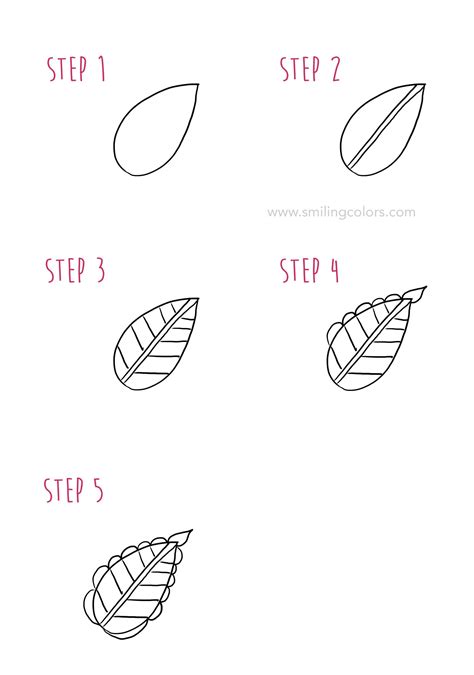 Leaf Drawing Step By Step Tutorial 10 Easy Doodle Ideas Smiling Colors