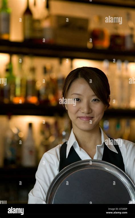 Waitress Holding Tray Stock Photo Alamy