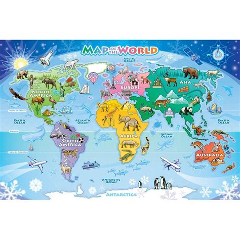 map   world childrens puzzle  piece world map continents kids