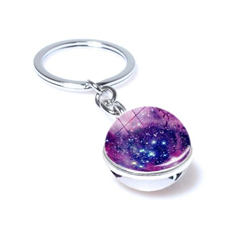 New Galaxy Keychain Solar System Planet Picture Glass Ball Key Etsy