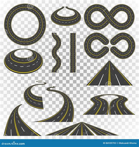 Road Curves Set Stock Vector Illustration Of Asphalt 86939793