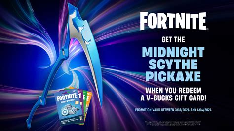 Redeem A V Bucks Card To Get The Midnight Scythe Pickaxe In Fortnite