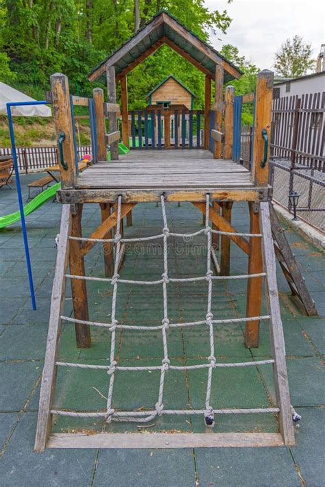 Climbing Rope Net Playground Stock Photo Image Of Kids Tower 247574120