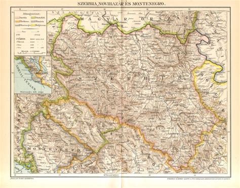 1897 Original Antique Map Of Serbia Novi Pazar And Montenegro Etsy