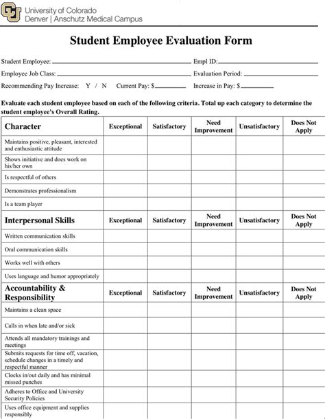 Student Evaluation Template Free Template Downloadcustomize And Print