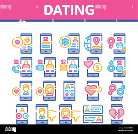 Dating App Collection Elements Icons Set Vector Stock Vector Image