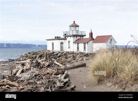 West Point Lighthouse At Discovery Park In Seattle Washington Usa