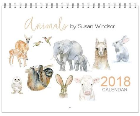 2018 Watercolor Animals Wall Calendar | Watercolor animals, Watercolor