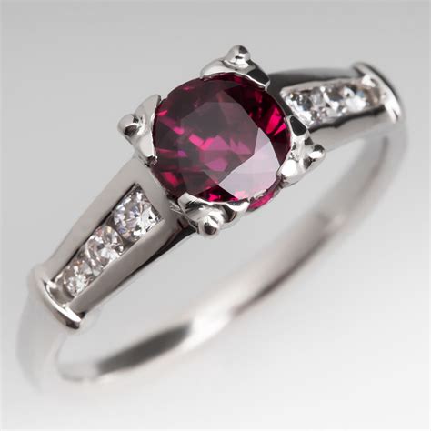 15 Carat Purplish Ruby Ring W Diamond Accents Platinum Ruby
