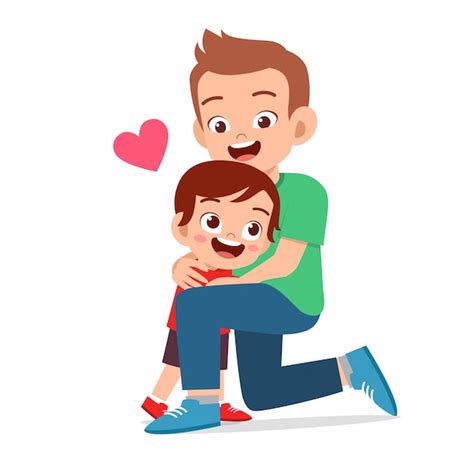 Premium Vector Happy Cute Boy Hugging Dad Love
