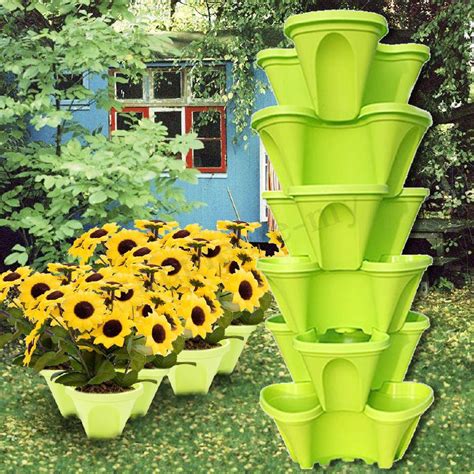Stackable vertical garden flower pots strawberry vegetable planters home decor. Stackable Flower Pot Succulent Plant Herb Vase Home Garden ...