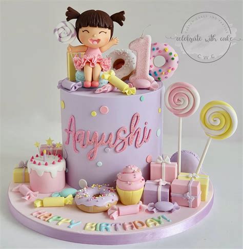 Girl In Candyland 1st Birthday Single Tier Cake