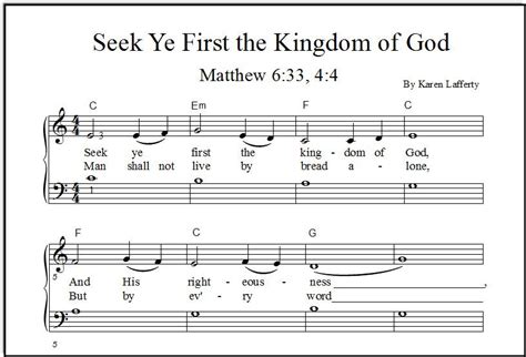 Seek Ye First Lyrics And Sheet Music For Early Piano At Music For