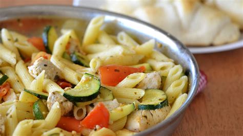 Tomato Zucchini And Chicken Skillet Pasta Recipe From