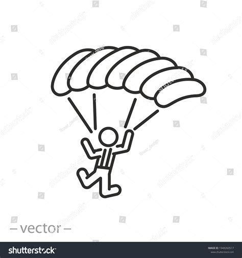 Skydive Icon Paratrooper Parachute Landing Gliding Stock Vector
