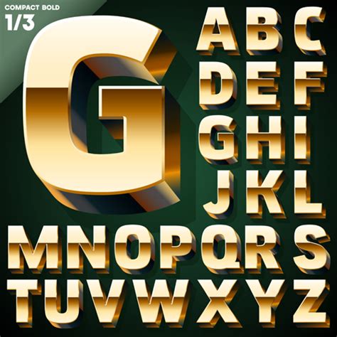 3d Gold Alphabet Vector Graphic Free Download