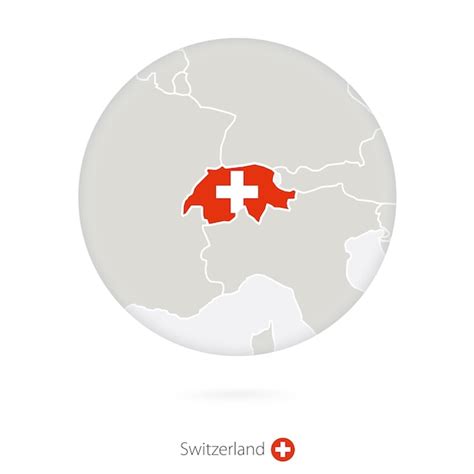 Mapa Da Suíça E Bandeira Nacional Em Um Círculo Contorno De Mapa De Suíça Com Bandeira