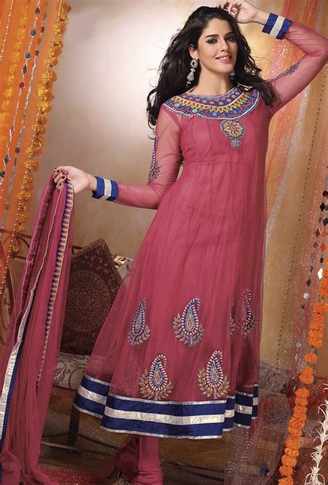 Pink Full Sleeve Net Long Anarkali Salwar Kameez 19284 Indian Dresses
