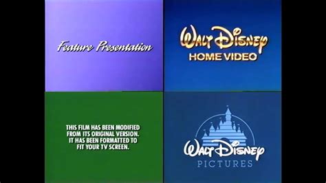 Feature Presentation Walt Disney Home Video Blue Background Formatted Screen Walt Disney