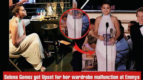 selena gomez cried and upset after her wardrobe malfunction at emmys awards 2022 on stage youtube