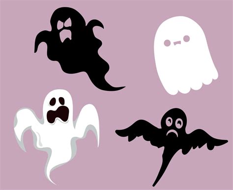 Ghosts Black And White Objects Signs Symbols Vector Illustration With