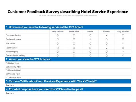Customer Feedback Survey Describing Hotel Service Experience