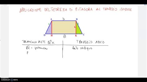 Applicazione Del Teorema Di Pitagora Al Trapezio Isoscele Youtube