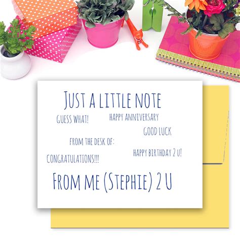 Just A Little Note Personalized Note Card Set With Envelopes Etsy