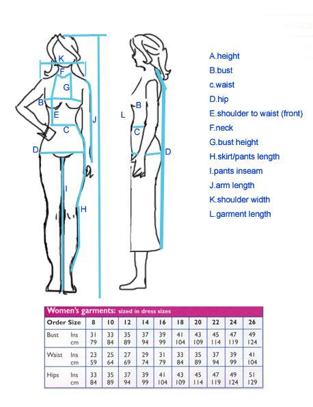 34 Body Measurement Chart For Sewing Hushamurayoan