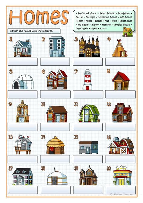 Types Of Homes English Esl Worksheets For Distance