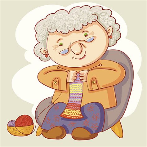 Cartoon Of A Old Lady Knitting Illustrations Royalty Free Vector